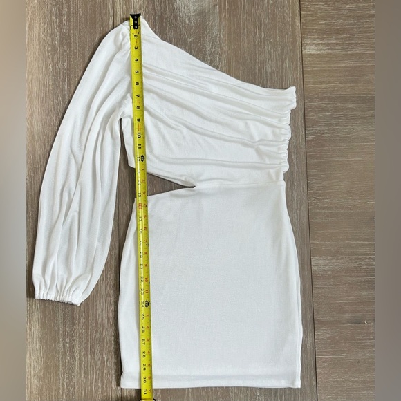 Altar'd State Brooke White One-Shoulder Balloon Sleeve Mini Dress NYE Dress S - Picture 14 of 16